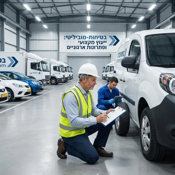 קצין בטיחות בתעבורה מבצע בדיקת רכב מקצועית